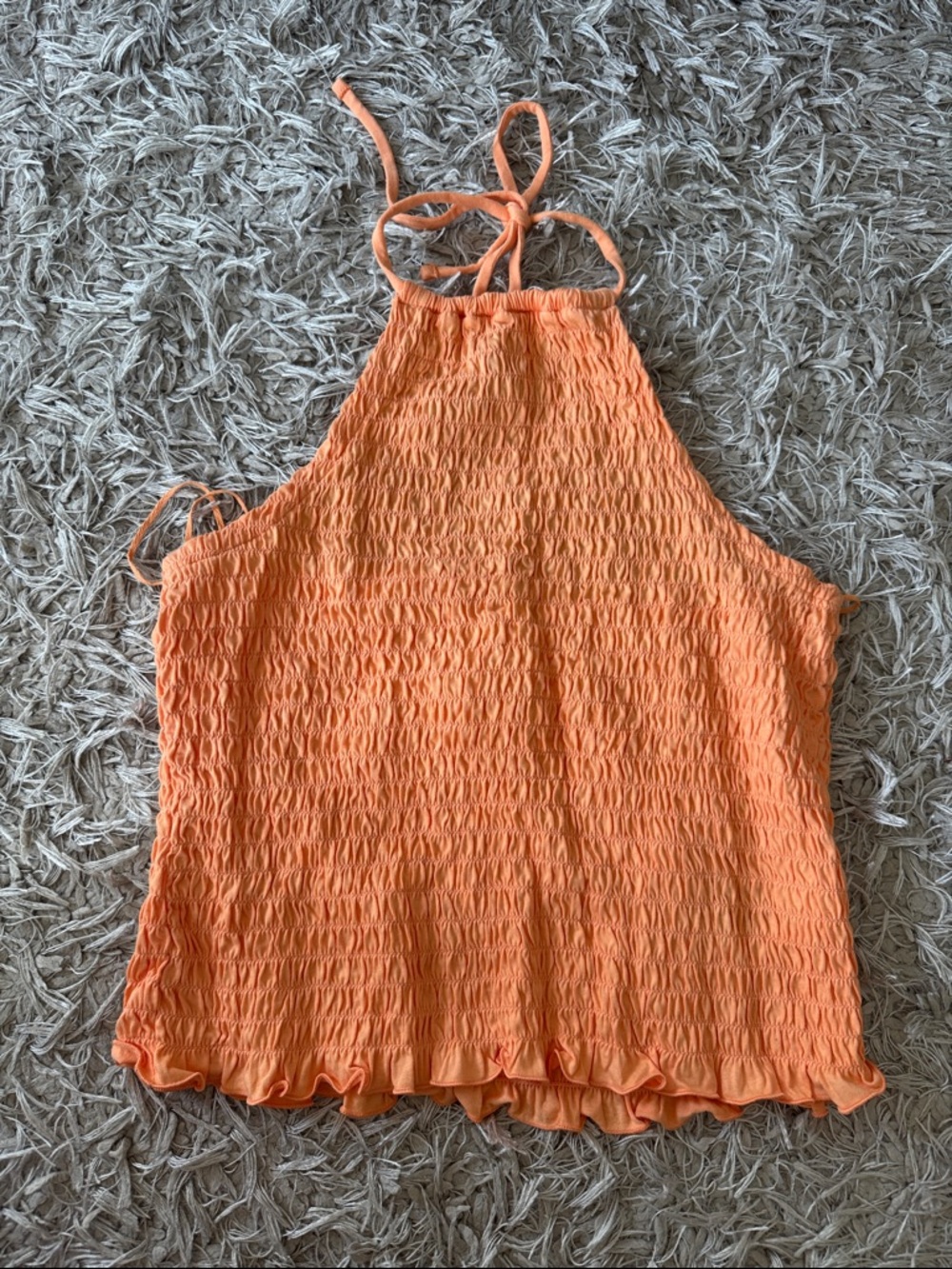 Old Navy Orange Smocked Halter Cami with Ruffle Hem